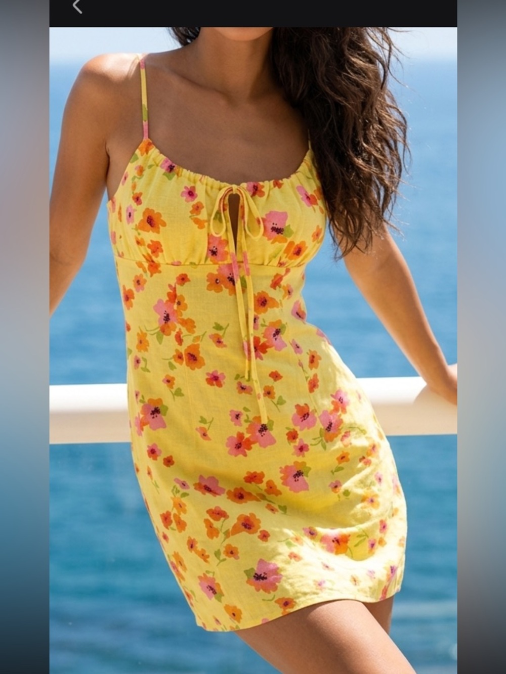 Juniors sundress Floral Ruched Linen Floral Print Dress Adj. Straps NWOT XXS - Picture 1 of 12